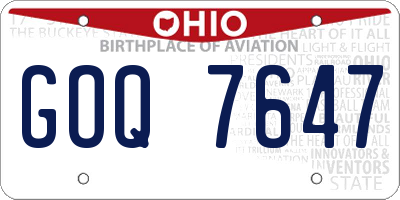 OH license plate GOQ7647