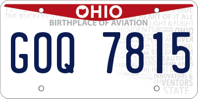 OH license plate GOQ7815