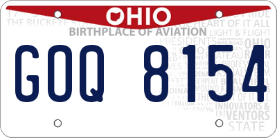 OH license plate GOQ8154