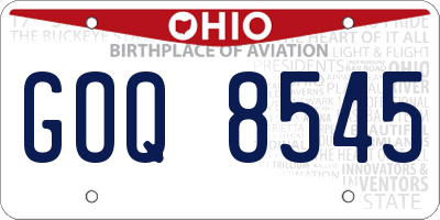 OH license plate GOQ8545