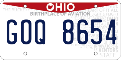OH license plate GOQ8654