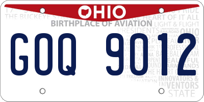 OH license plate GOQ9012