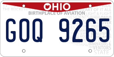 OH license plate GOQ9265