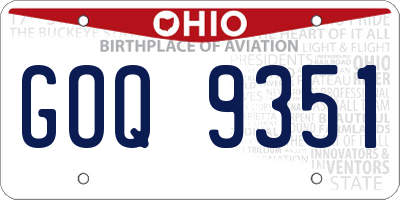 OH license plate GOQ9351