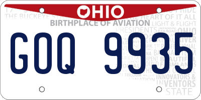OH license plate GOQ9935