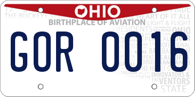OH license plate GOR0016