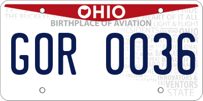 OH license plate GOR0036