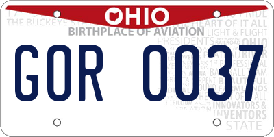 OH license plate GOR0037