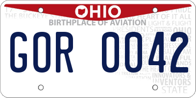 OH license plate GOR0042