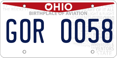 OH license plate GOR0058