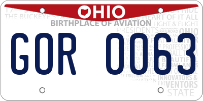 OH license plate GOR0063