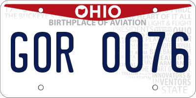 OH license plate GOR0076