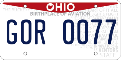 OH license plate GOR0077