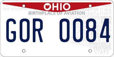 OH license plate GOR0084
