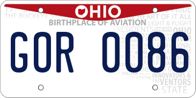 OH license plate GOR0086