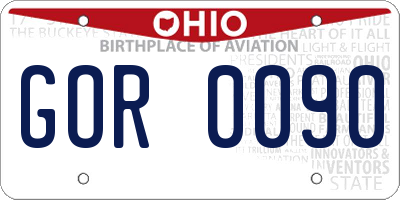OH license plate GOR0090