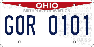 OH license plate GOR0101