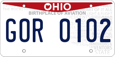 OH license plate GOR0102