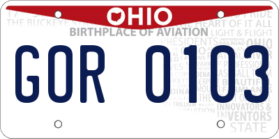 OH license plate GOR0103