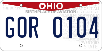 OH license plate GOR0104