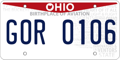 OH license plate GOR0106