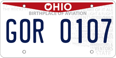 OH license plate GOR0107