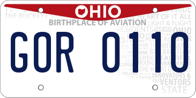 OH license plate GOR0110