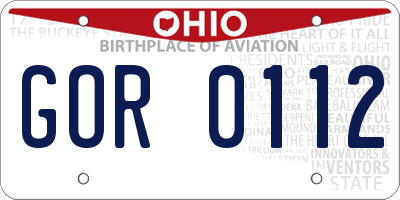 OH license plate GOR0112