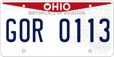 OH license plate GOR0113