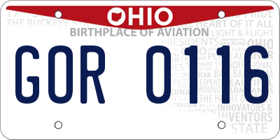 OH license plate GOR0116