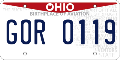 OH license plate GOR0119