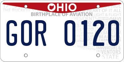 OH license plate GOR0120
