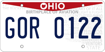 OH license plate GOR0122
