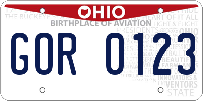 OH license plate GOR0123