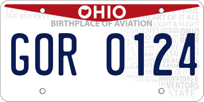 OH license plate GOR0124