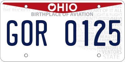 OH license plate GOR0125