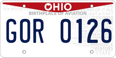 OH license plate GOR0126