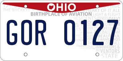 OH license plate GOR0127