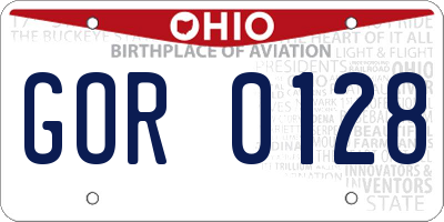OH license plate GOR0128