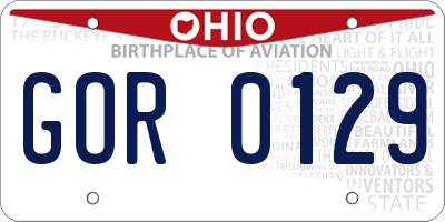 OH license plate GOR0129