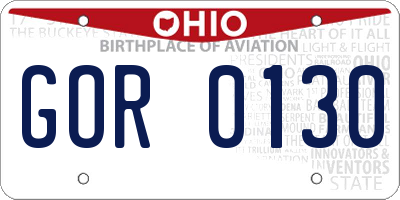 OH license plate GOR0130