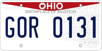 OH license plate GOR0131