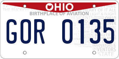 OH license plate GOR0135