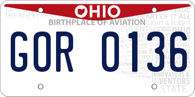 OH license plate GOR0136
