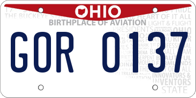 OH license plate GOR0137