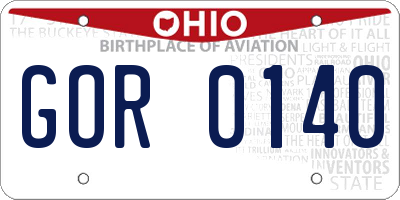 OH license plate GOR0140