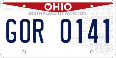 OH license plate GOR0141