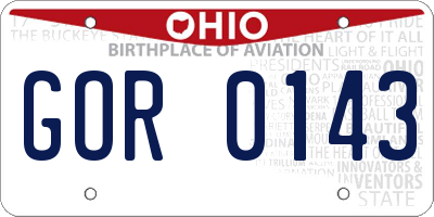 OH license plate GOR0143