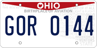 OH license plate GOR0144