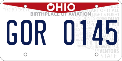 OH license plate GOR0145